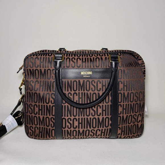 (New) MOSCHINO Monogram Pattern Leather Laptop Bag